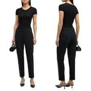 St John Emma Career Pants Womens 14 Black Stretch Luxury Tapered Straight Leg